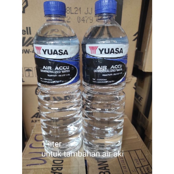 Jual air aki air zuur asli Yuasa 1 liter biru untuk tambah air pada aki