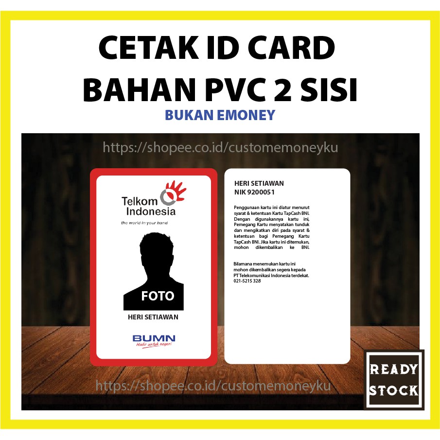 Jual Custom Kartu Bahan Pvc Id Card Telkom Kartu Pegawai Sisi