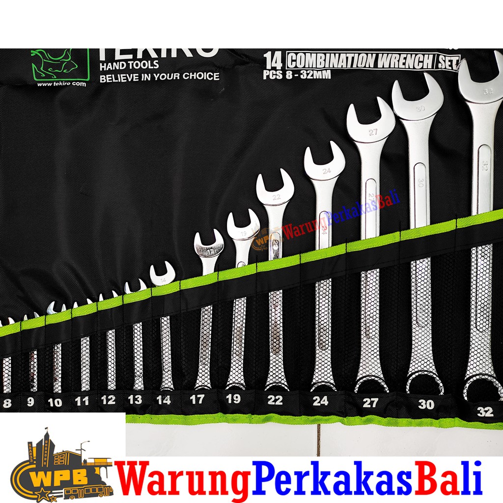 Jual TERMURAH!!! TEKIRO Combination Wrench Set 8-32mm 14Pcs Kunci Ring