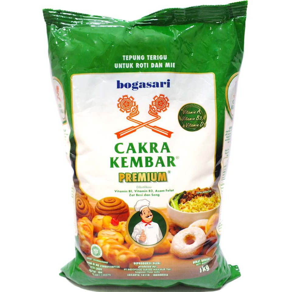Jual Tepung Terigu BOGASARI CAKRA KEMBAR Kemasan PREMIUM 1kg 1 Kg Protein Tinggi untuk Makanan ...