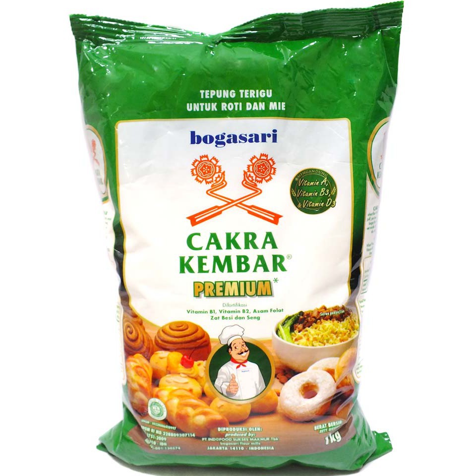 Jual Tepung Terigu Bogasari Cakra Kembar Kemasan Premium 1kg 1 Kg Protein Tinggi Untuk Makanan 