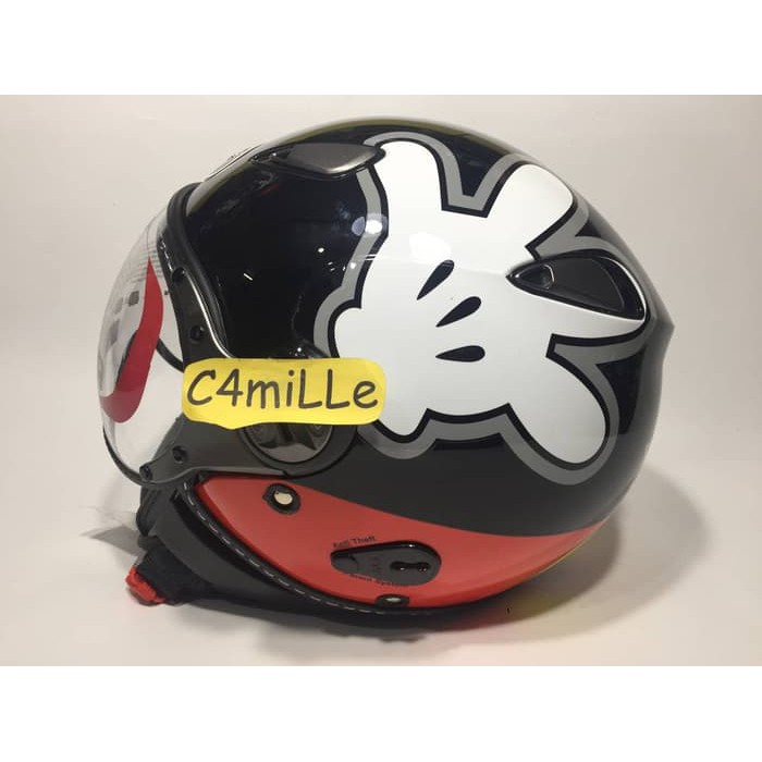 Jual Helm Retro Kyt Elsico Mickey Hand Black Red Half Face Shopee