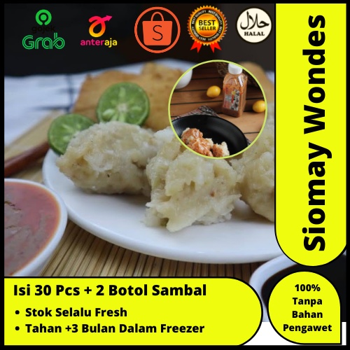 Jual Siomay Somay Frozen Ikan Tenggiri Asli Isi 30 Pcs Siomay Wondes