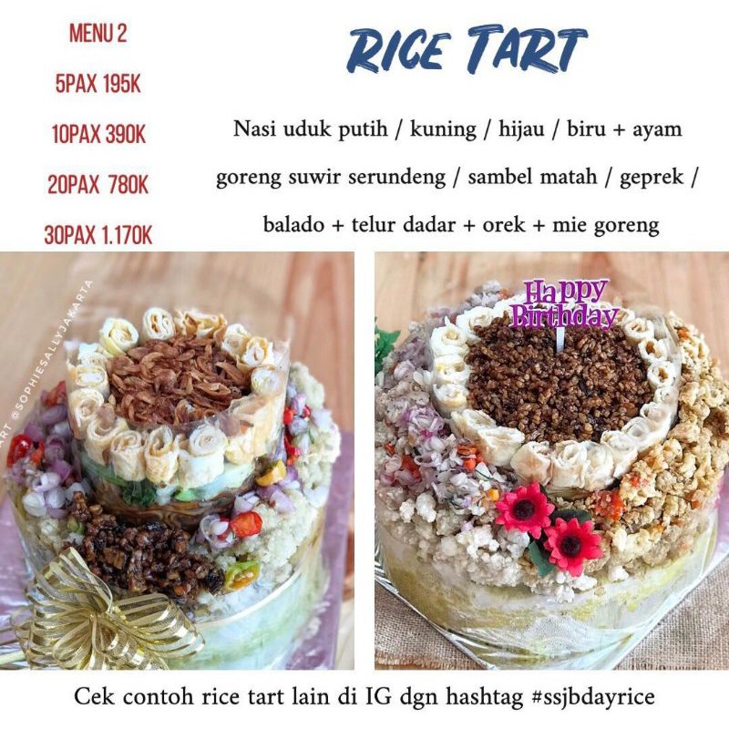 Jual Rice Tart / Birthday Rice / Nasi Hamper Ulang Tahun Menu 2 ...