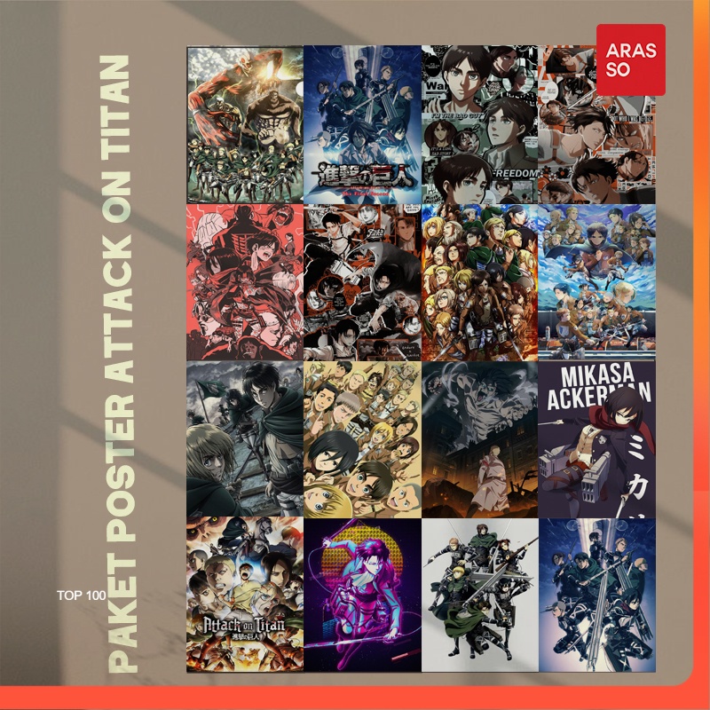 Jual [12PCS POSTER] Walpeper Dinding Poster Attack On Titan Anime