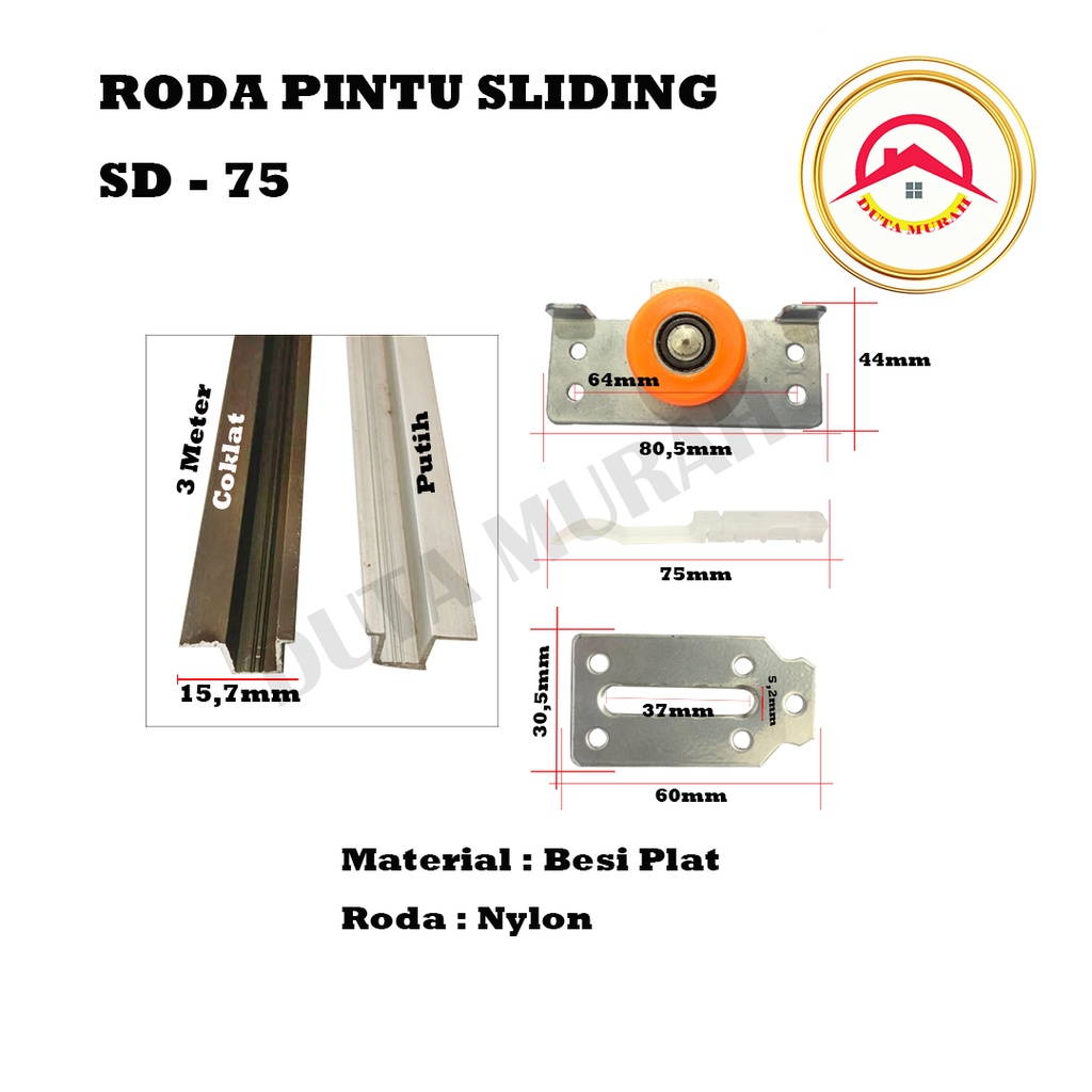 Jual Roda Pintu Lemari Geser 385 Orange Atau Sliding Pasangan Roda 2 ...