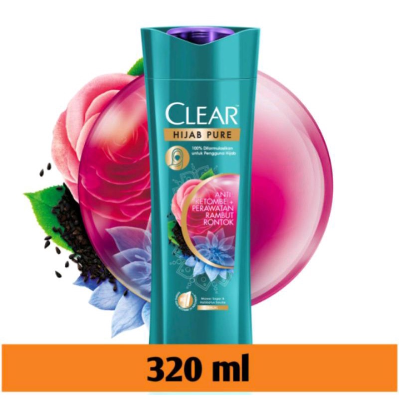 Jual clear hijab pure anti ketombe+perawatan rambut rontok 320ml ...