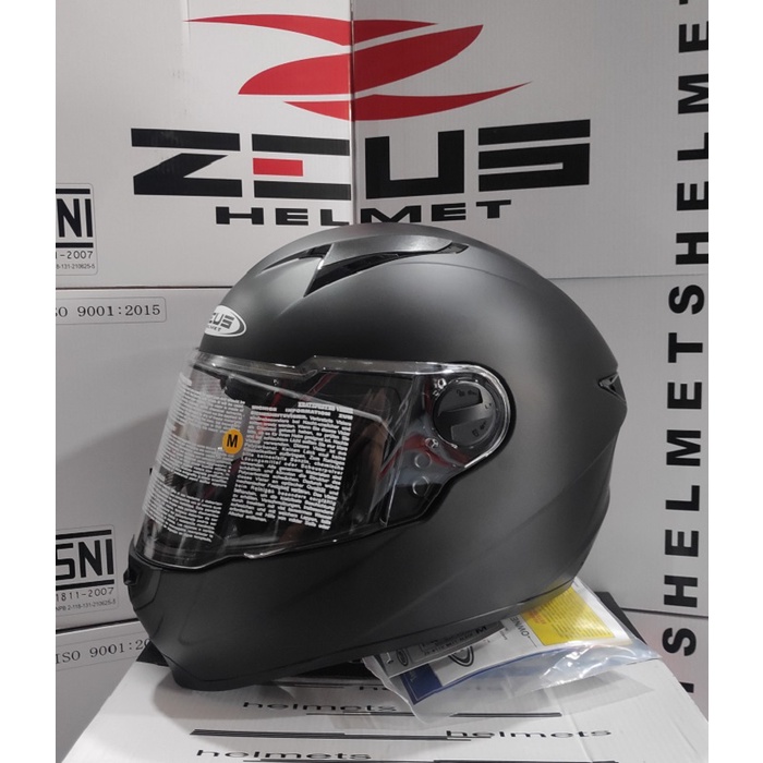 ZEUS ZS811c Matt Black Flat Visor Helm Full Face Zeus ZS 811C Flat Visor