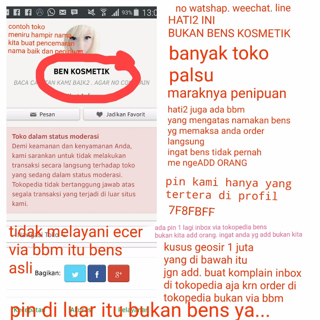 Jual PENGUMUMAN PENIPUAN TOKO PALSU HATI - HATI WAJIB BACA | Shopee