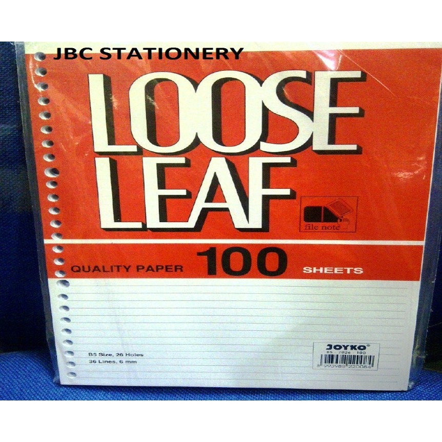 Jual LOOSE LEAF / KERTAS FILE UKURAN B5 100 LEMBAR MERK JOYKO | Shopee ...