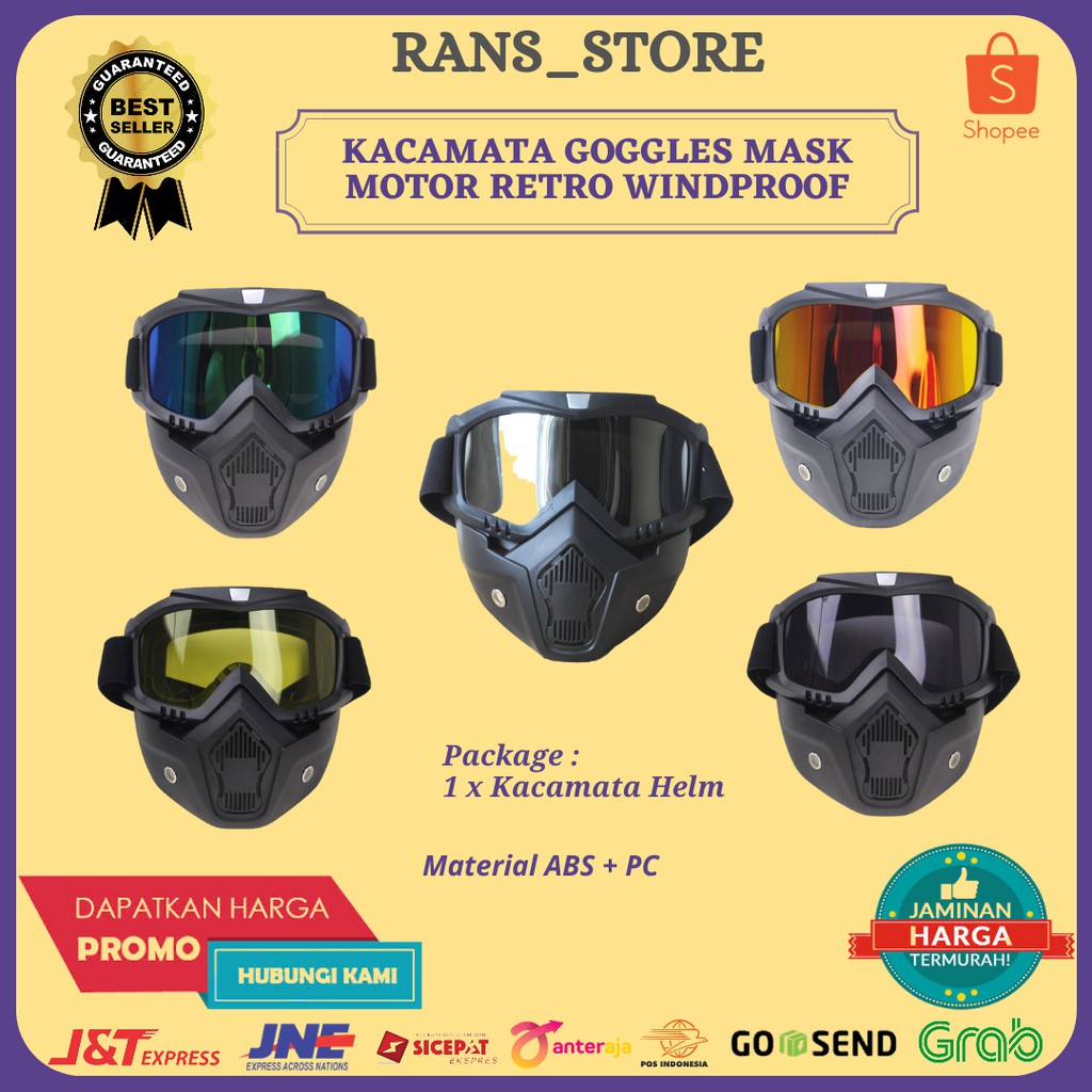 Jual RANS_STORE Goggles Kacamata Full Face Goggle Mask Helm Masker ...