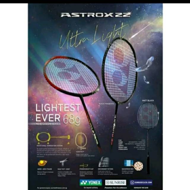 Jual YONEX ASTROX 22 RX PRODUK ORIGINAL RAKET PALING RINGAN 65gr ...