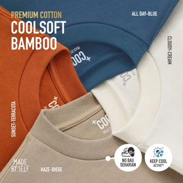 Kaos Polos COTTON BAMBOO 100 COOLSOFT Ringspun Katun Bambu Reaktif Pendek Pria Wanita