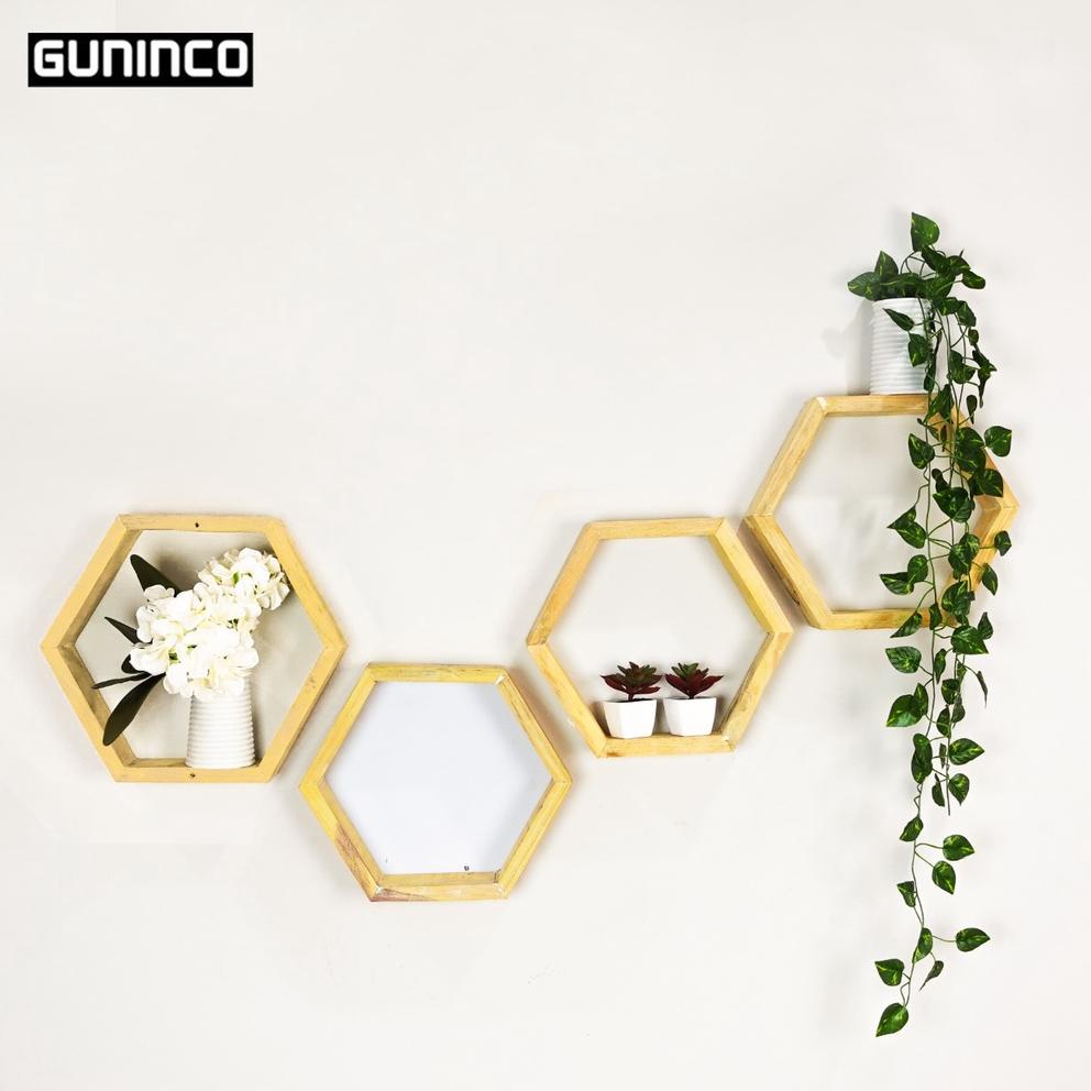 Jual Trend Kekinian Rak Hexagonal Rak Dinding Segi Enam Kayu Minimalis Dekorasi Rumah Natural 1276