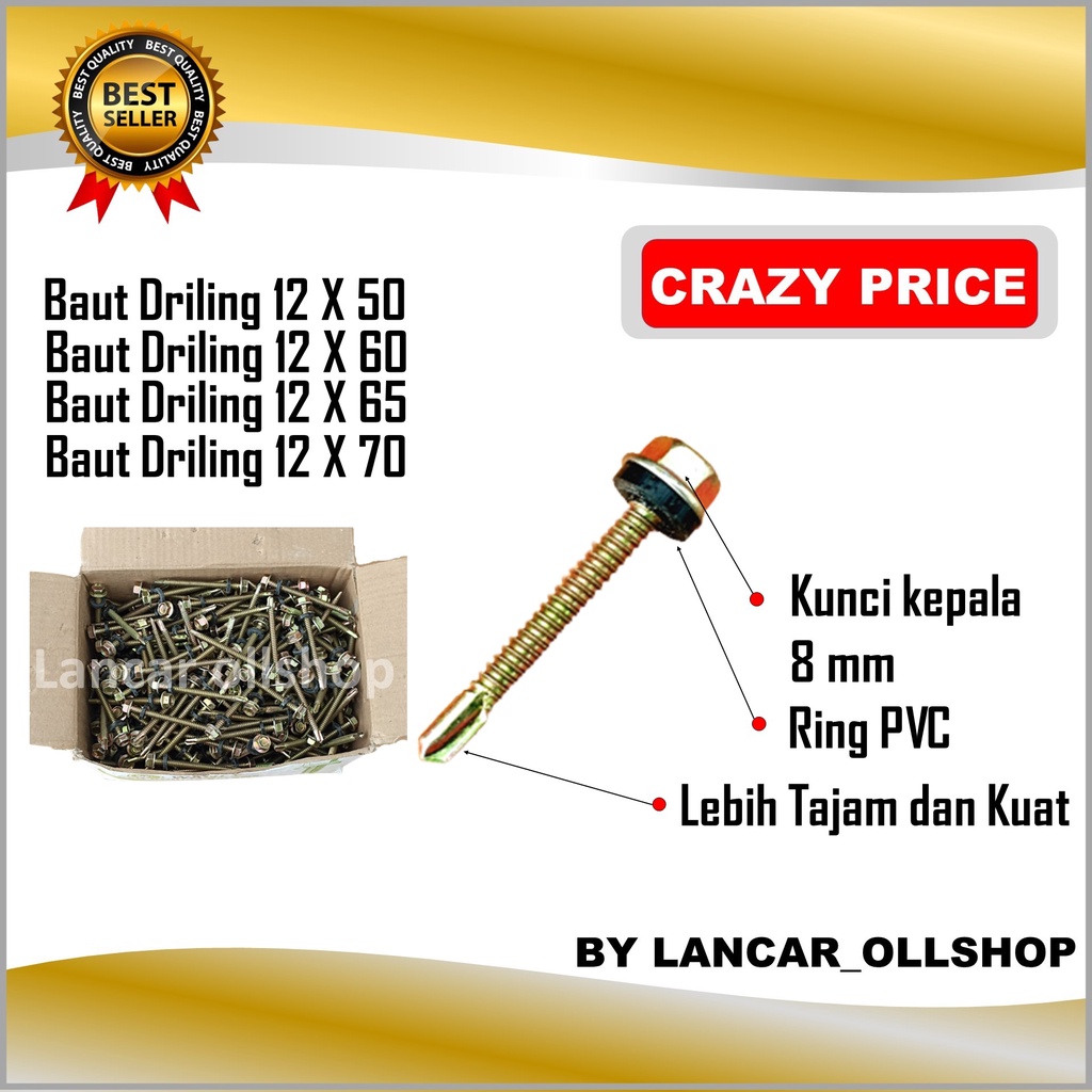 Jual Baut Sekrup Skrup Baja Ringan Roofing Galvalum Driling Murah Shopee Indonesia