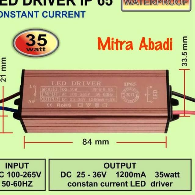 Jual LED Driver AS 40W 1200 mA AC-DC Casing Besi WATERPROOF 0K3 ...