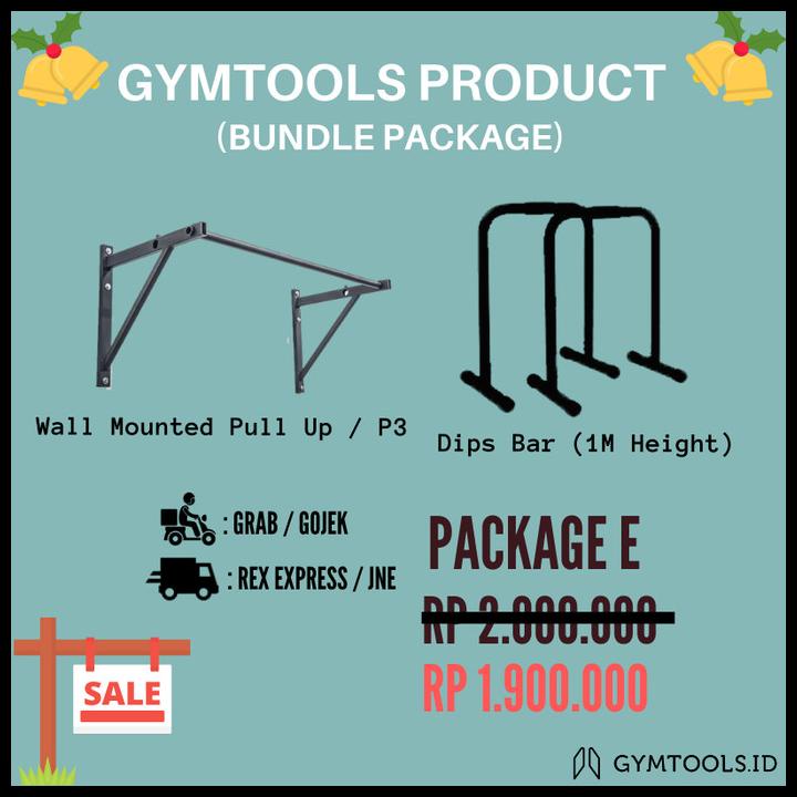 Jual Package E (Wall Mounted Pull Up Bar / P3 + Dips Bar 1M Height