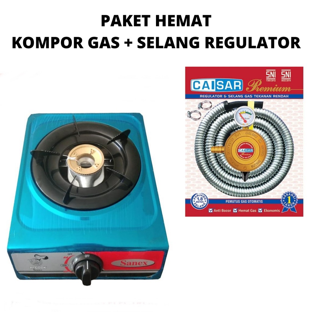 Jual Kompor Gas Sanex Set Paket Selang Regulator Kompor Gas Tungku Stainless Tahan Karat