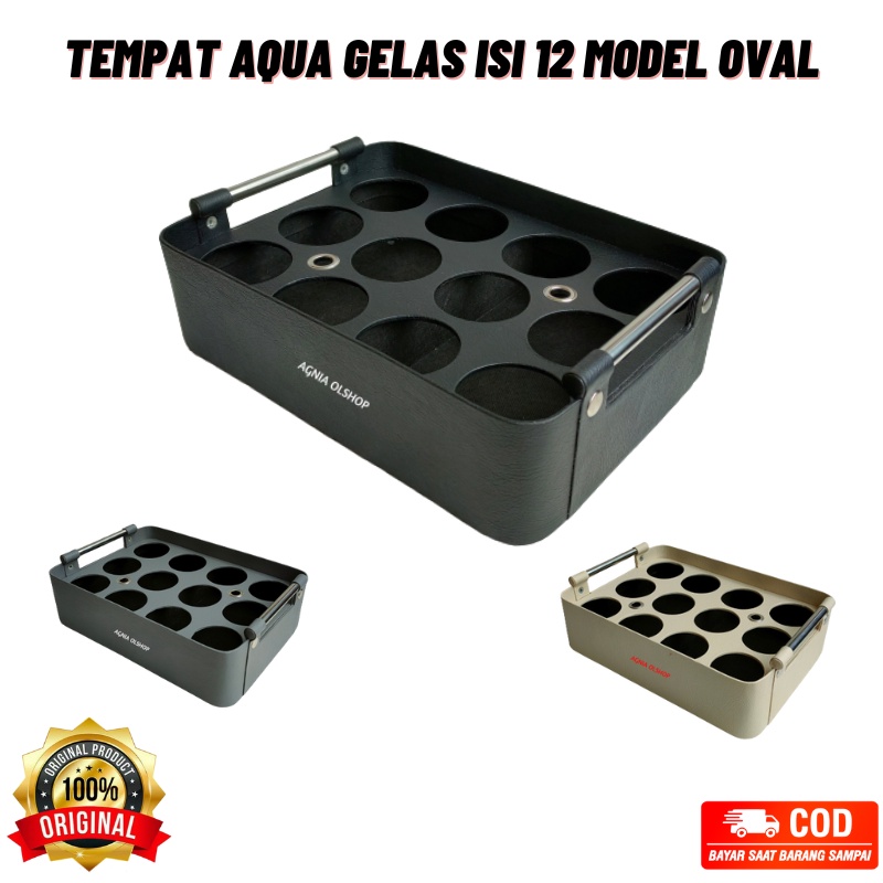 Jual Tempat Air Mineral Gelas Kulit Sintetis Model Oval Isi 12 Cup Keranjang Aqua Gelas Stainles 4467