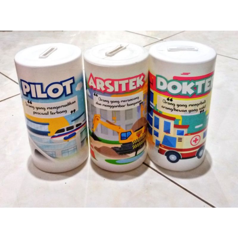 Jual CELENGAN ANAK CELENGAN PLASTIK MOTIF PILOT ARSITEK DOKTER MURAH