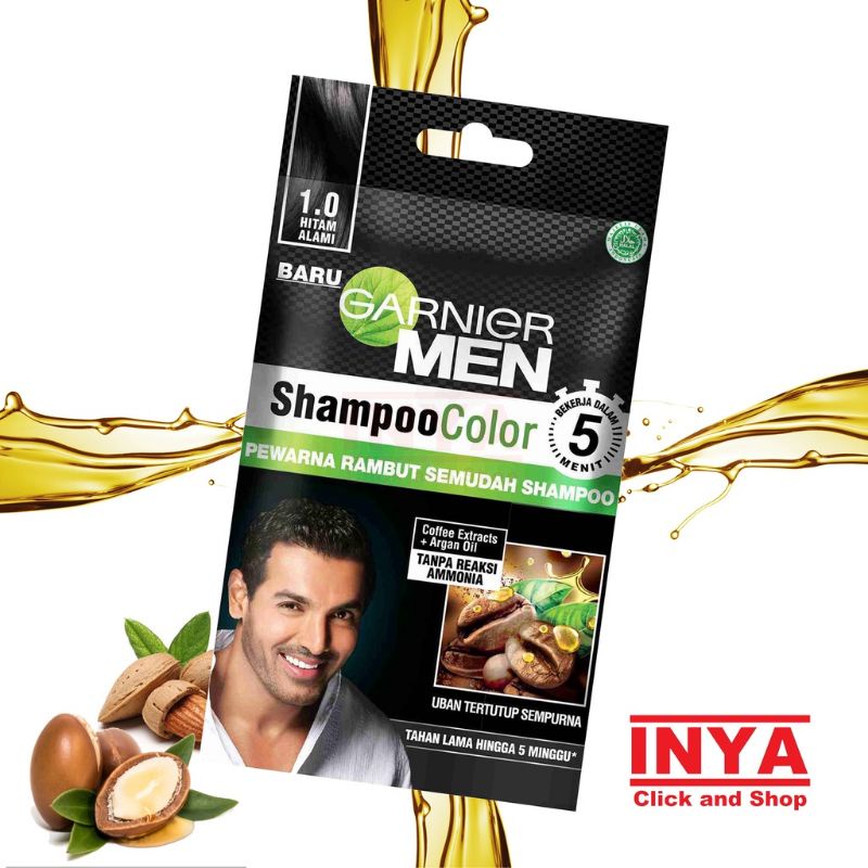 Jual Garnier Men Shampoo Colour Hitam Alami 10ml + 10 ml sachet