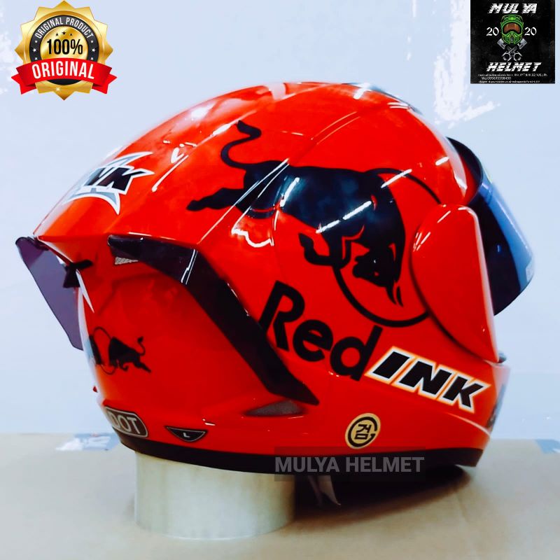 Jual Helm INK CL MAX Solid Red Glosy Paket Ganteng x RedBull | Shopee ...