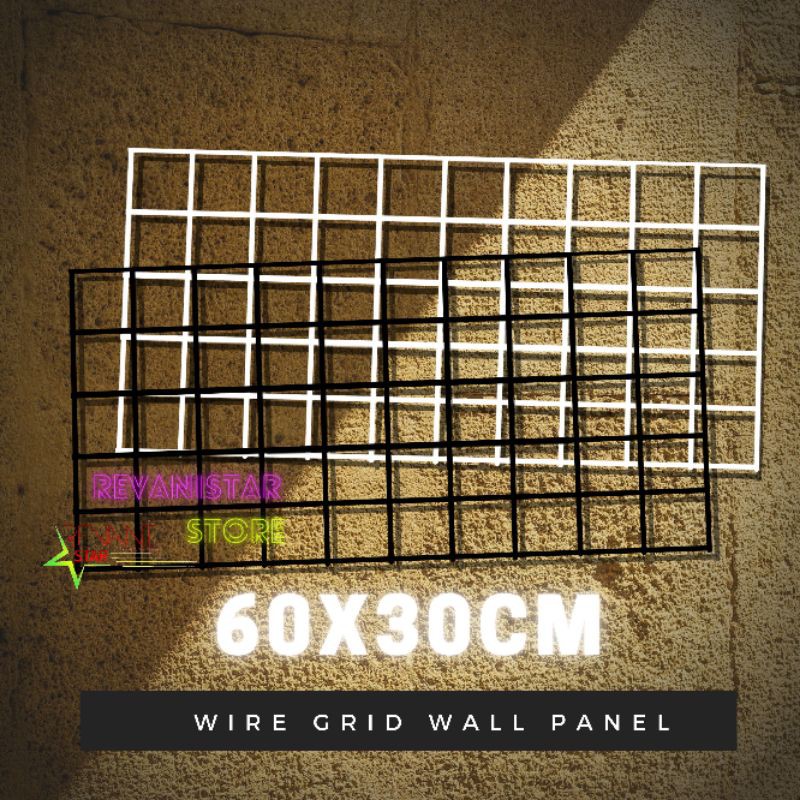 Jual Ukuran 60x30cm wire grid wall panel jepitan foto polaroid bingkai ...