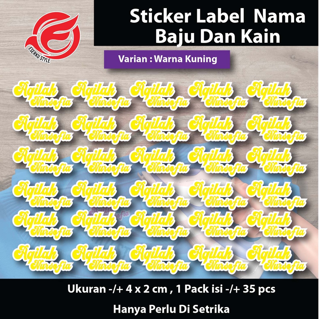 Jual Sticker Label Nama Kain Baju Kaos Sablon Setrika Sticker Iron ...