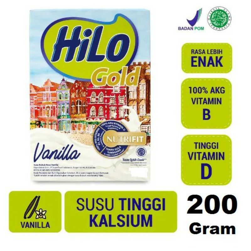 Jual Hilo Gold Nutrifit Rasa Vanilla 200 gr Susu Bubuk Tinggi Kalsium 100 AKG Tinggi Vitamin