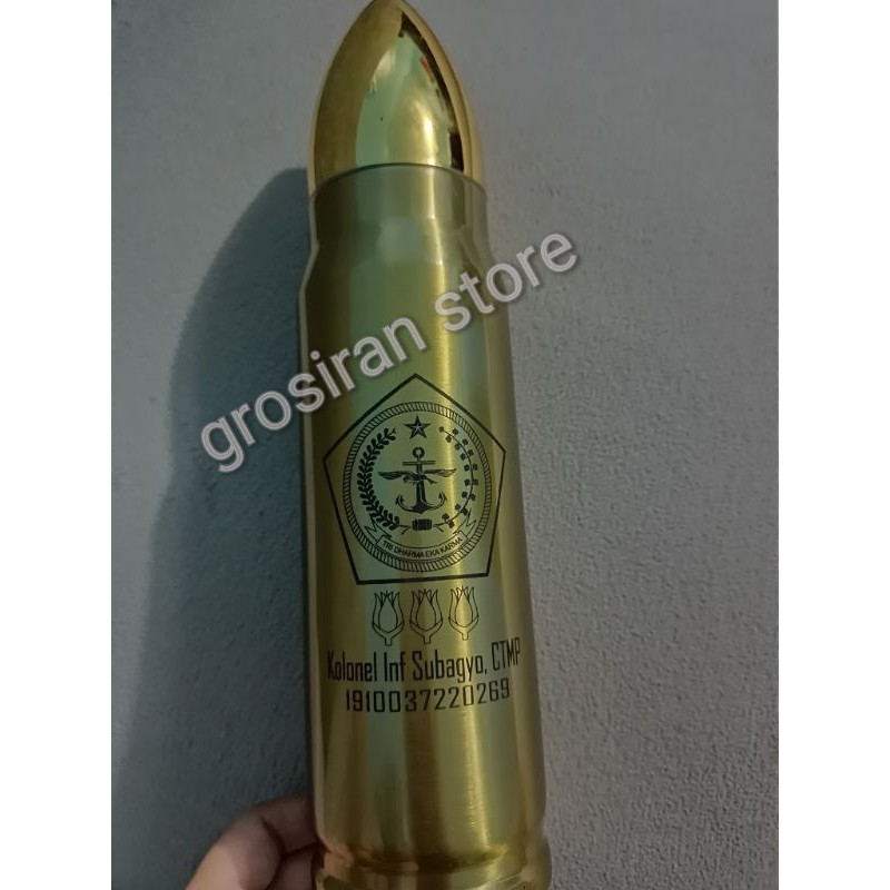 Jual Botol Termos Tumbler Peluru Gold Mabes Tni Custom Logo Ukir Grafir Nama Kado Shopee Indonesia 0427