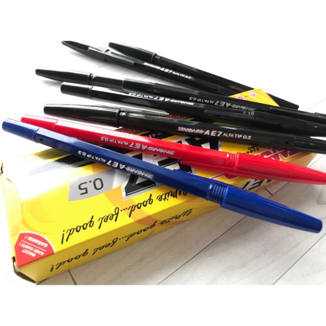 Jual Pulpen Ballpoint Standart Ae Hitam Merah Biru Shopee