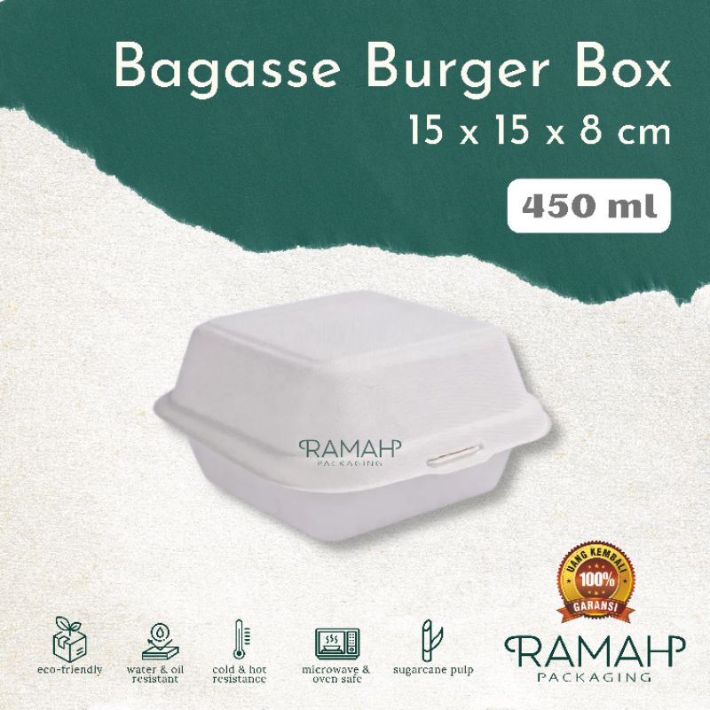 Jual Bagasse Burger Box Korean Bento Cake Box Lunch Box Eco Styrofoam