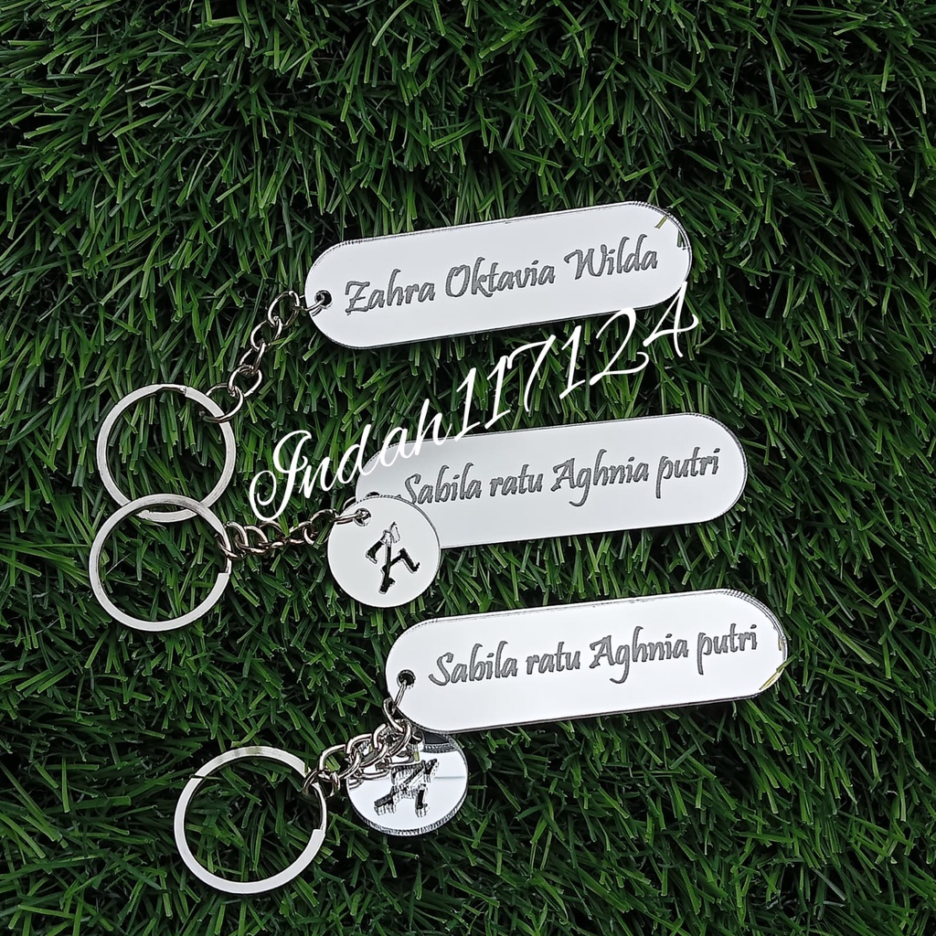 Jual Silver Gantungan Kunci Nama Mirror Ganci Grafir Custom Ganci Nama Shopee Indonesia