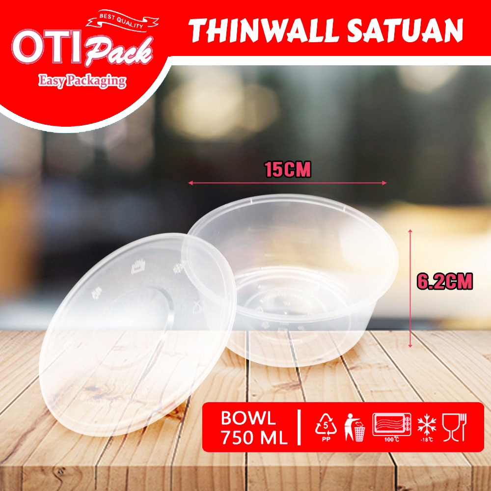 Jual Satuan Thinwall Bulat 750ml Mangkok Food Container Mangkuk Tempat Makan Tempat Bekal 8927