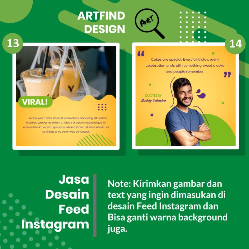 Jasa desain Post Konten Feed IG Instagram Satuan Murah Kekinian Tema Tea Part 2