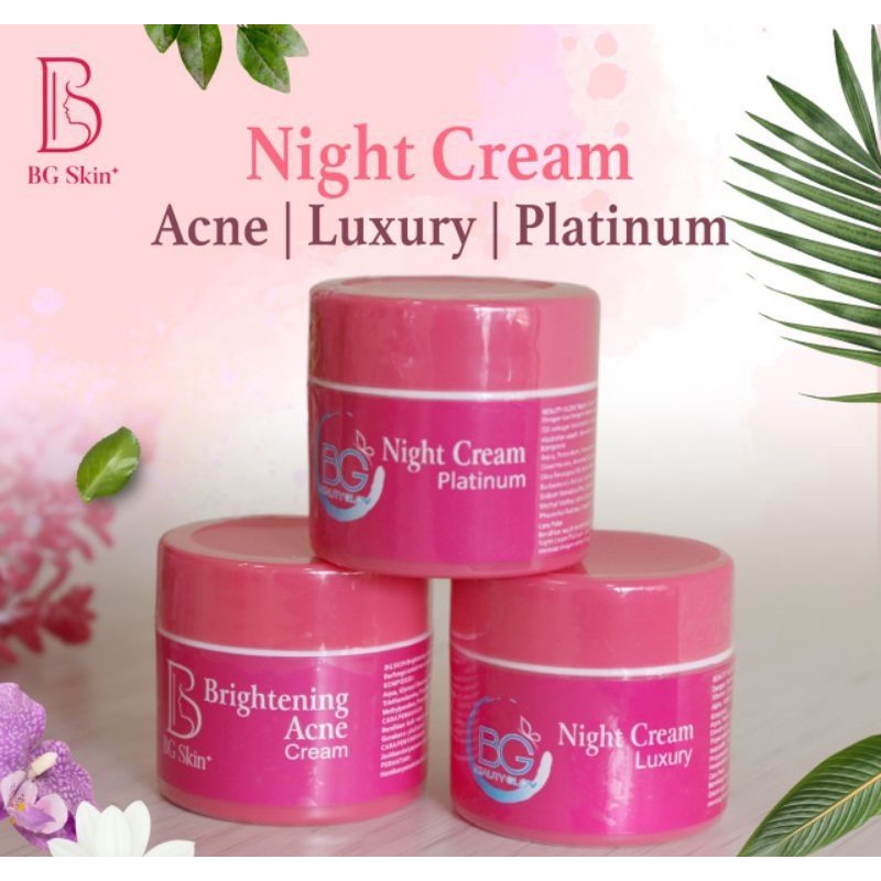 Jual BG SKIN NIGHTCREAM LUXURY, PLATINUM, BRIGHTENING ACNE | Shopee ...