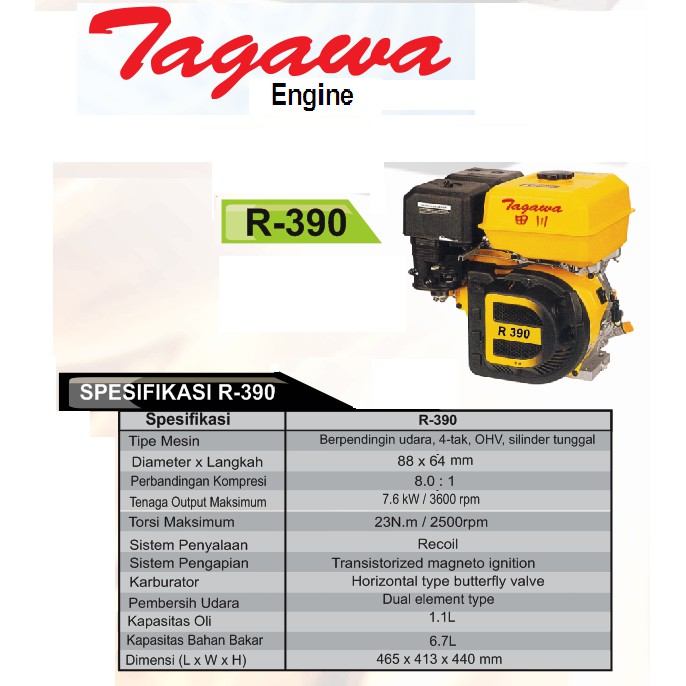 Jual Mesin Bensin Penggerak Serba Guna TAGAWA Tipe R390 ( 13 HP ...