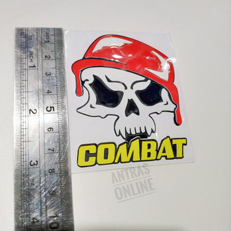 Jual cutting stiker combat - sticker tengkorak variasi motor helm ...