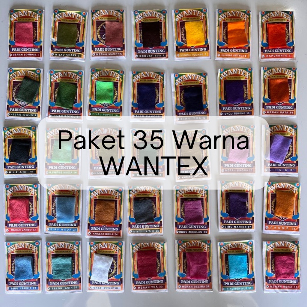 Jual Paket 35 Warna Wantex PADI GUNTING Wenter Pewarna Kain Baju Kaos ...