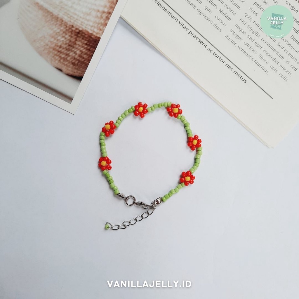 Jual Korean Flower Beads Bracelet Part Gelang Manik Bead Bunga