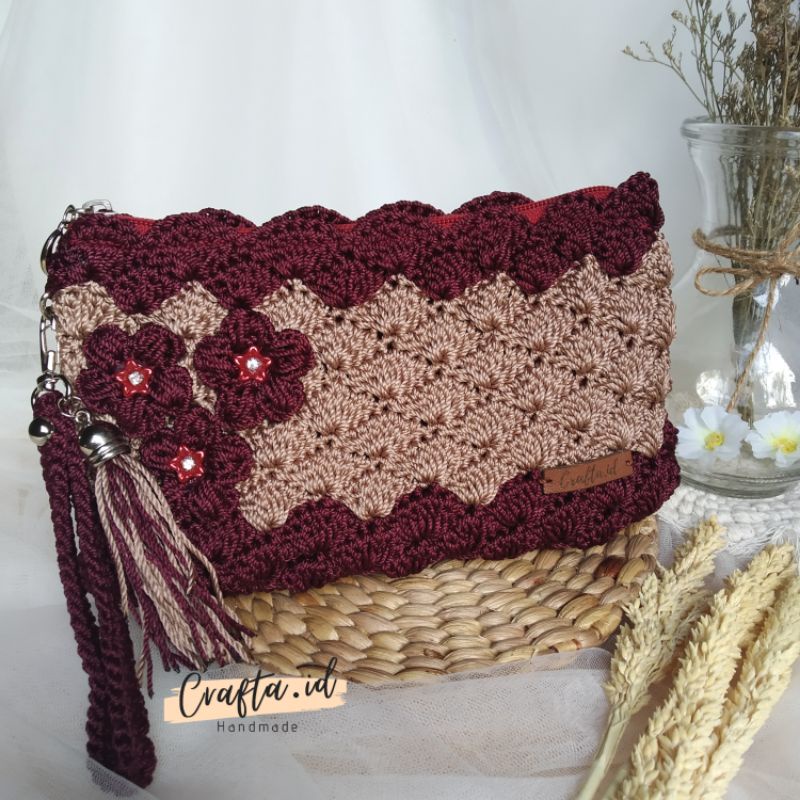 Tas Rajut Cantik Tapestry Louis Vuitton - Crochet Checkerboard pattern ala  LV 
