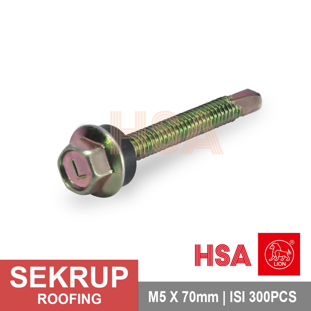 Jual SKRUP ROOFING / SDS SCREW LION M5 X 70 | ISI 300/KTK | Shopee ...