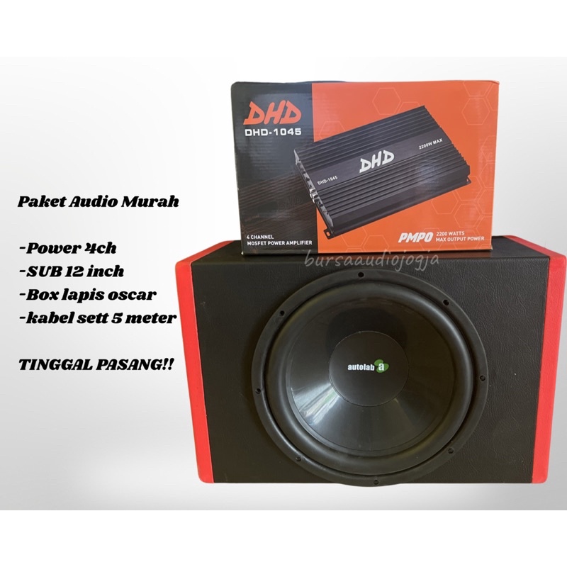 Jual Paket Audio Mobil Murah bursa audio jogja Power Subwoofer 12 Inch dan Box Vinil High Power