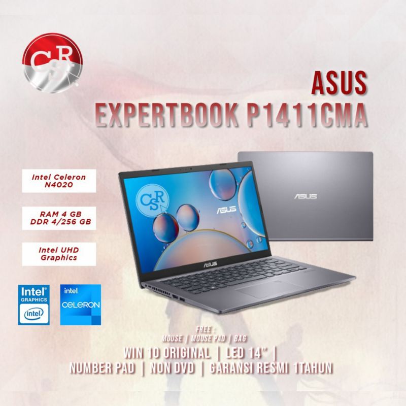 Jual Laptop Asus Expertbook P1411cma Intel Celeron N4020 Ram 4gb Ssd 256gb 14 Inch Hd Number Pad 2157