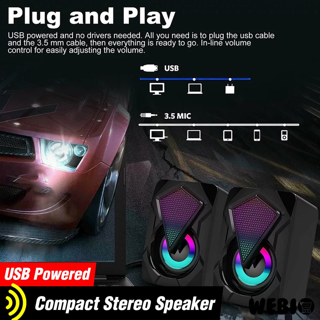 Jual Speaker USB A11 Spiker Aktif Mini RGB LED Speker Gaming Laptop PC ...