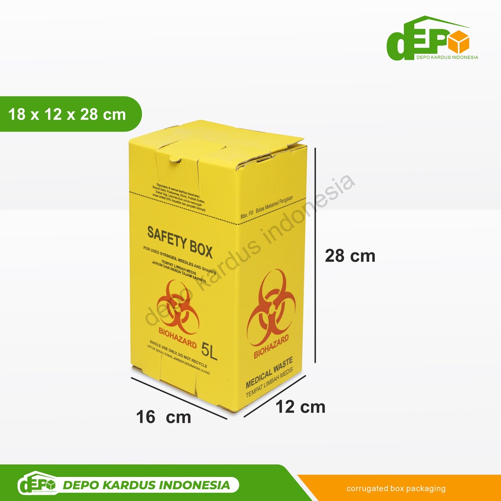 Jual SAFETY BOX 5 LITER I BIOHAZARD I SAMPAH MEDIS | Shopee Indonesia