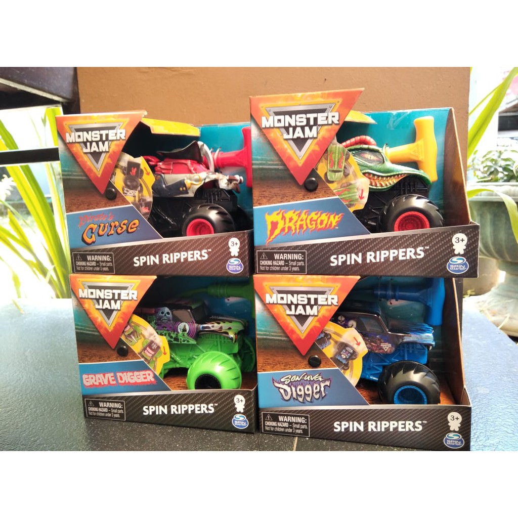 Jual Monster Jam Rippers Sonuva Grave Digger Pirates Curse Dragon Spin ...