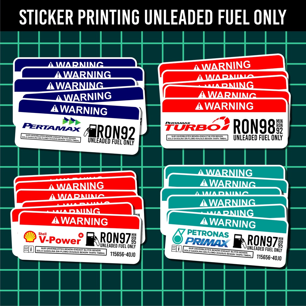Jual Sticker Printing Unleaded Fuel Only Bahan Bakar RON Pertamax Shell ...