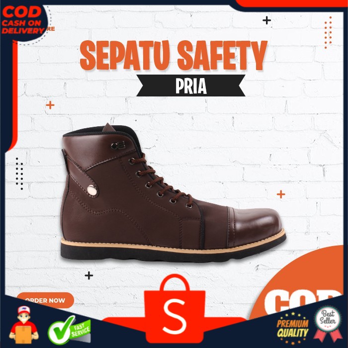 Jual Sepatu Spatu Boots Safety Pria Karet Keren Formal Kasual Kerja SP1