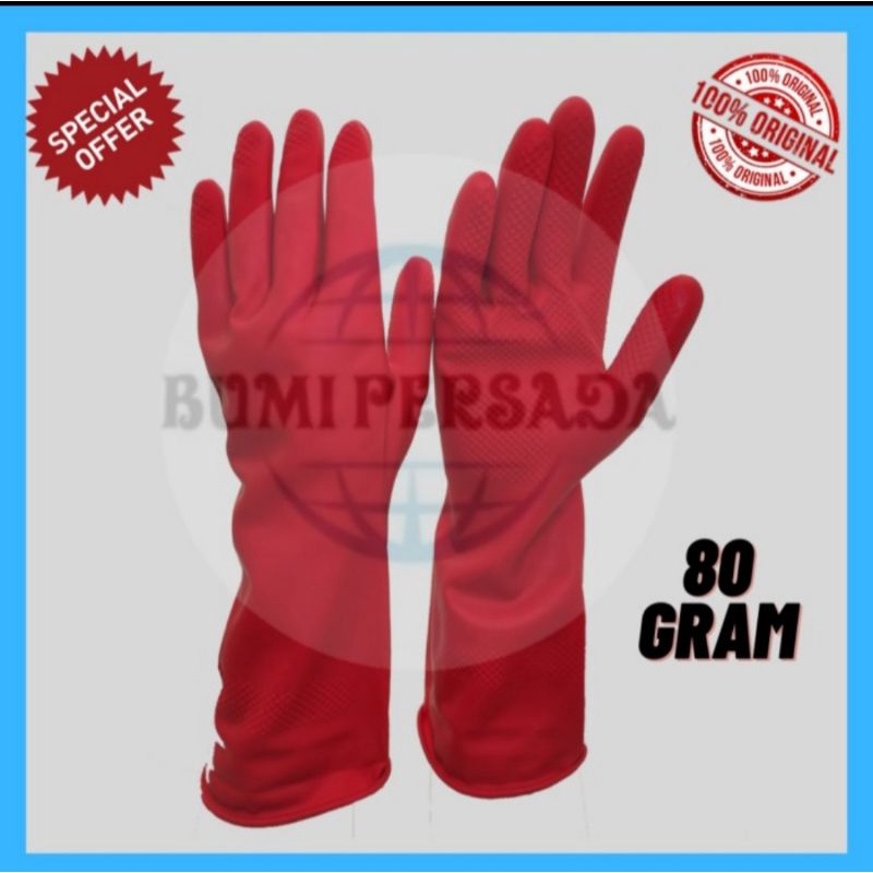 Jual Sarung Tangan Karet Latex Dotted Rubber Hand Gloves Tebal Betkualitas 30cm 1 Pasang Kanan 0662